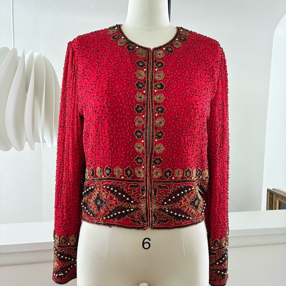 Vintage Embellished Red Jacket blazer